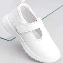 Pine Kids Textured School Shoes with Velcro Closure - White-picture-37