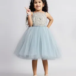 Toy Balloon Kids Net Sleeveless Floral Appilque Detailed Dress - Grey-picture-27