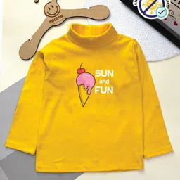 COCOON ORGANICS Cotton Rib Full Sleeves Ice Cream Printed Tee - Yellow-picture-32