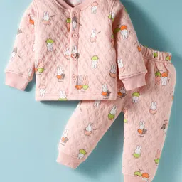 Doreme Knit Full Sleeves Winter Wear T-Shirt & Pant with Animal Print - Light Pink-picture-16