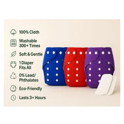 Sparkle Joy Free Size Reusable Cloth Diaper Without Insert Pad- (Pack of 5)- Multicolor image 2