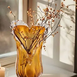 AARVI DECOR STUDIO Embrace Yellow Textured Flower Vase-image-97