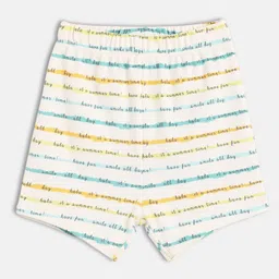 MINI KLUB Cotton Knit Pack Of 2 Hola It Is Summer Time Text Printed & Crab Patch Embroidered Shorts - Blue & White image 4