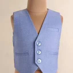 Robo Fry Woven Full Sleeves 3 Piece Party Suit with Bow - Royal Blue image 4