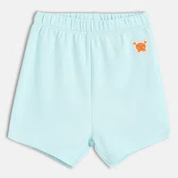 MINI KLUB Cotton Knit Pack Of 2 Hola It Is Summer Time Text Printed & Crab Patch Embroidered Shorts - Blue & White image 5