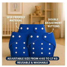 Sparkle Joy Free Size Reusable Cloth Diaper Without Insert Pad- (Pack of 5)- Multicolor image 4