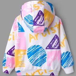 OLLINGTON ST. Cotton Knit Full Sleeves Text Printed Hooded Sweatshirts & Joggers Set - Multicolor & Pink image 4