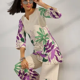 Libas Printed Round Neck Tunic With Trousers Co-Ords-image-71