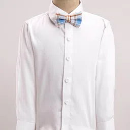 Robo Fry Cotton Lycra Full Sleeves Checked Party Suits - Blue & Brown image 5