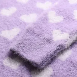 Pine Kids Knitted Full Sleeves Pullover Sweater With Heart Design - Purple image 5