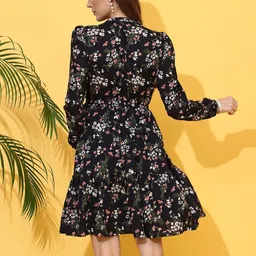 De La Moda Floral Print Crepe Fit & Flare Dress image 4