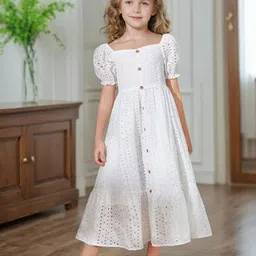 YK Colourblocked Puff Sleeve A-Line Dress-picture-34