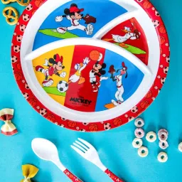 Servewell Mickey Multicolor Melamine Round Kids 3Pcs Dinner Set image 1