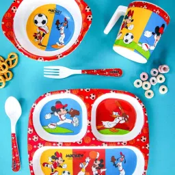 Servewell Mickey Multicolor Melamine Kids 5Pcs Dinner Set (0.67 L) image 1