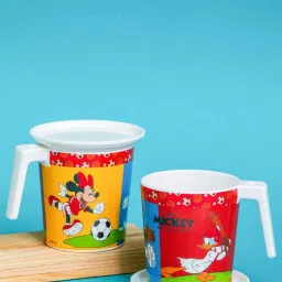Servewell Mickey Multicolor Melamine Laura Mug Large Kids Set (0.32 L) - Set of 4 image 1