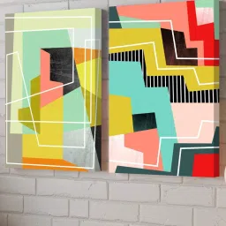 Art Street Printed Pink Cotton Canvas Wall Art - Set of 2 image 1