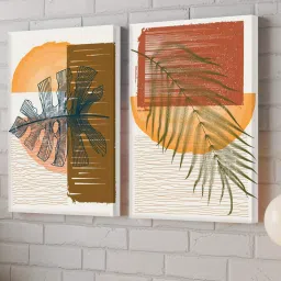 Art Street Printed Red Cotton Canvas Wall Art - Set of 2 image 1