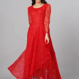 Cation Red Self Pattern Maxi Dress image 1