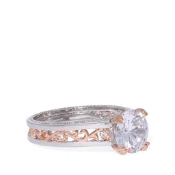 Peora Women Silver-Plated Two Toned Stylish Party Wear Solitaire Ring-picture-28