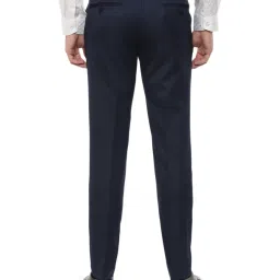 Van Heusen Navy Skinny Fit Printed Flat Front Trousers image 2