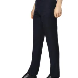 Van Heusen Navy Slim Fit Flat Front Trousers image 3