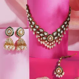 Zaveri Pearls Enamel/Meenakari Green Alloy Sets-picture-25