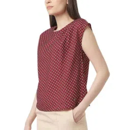 Van Heusen Maroon Regular Fit Printed Top image 3