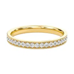 SHINE ETERNAL Lab Grown Diamond 18k (750) Yellow Gold Round Prong Set Half Eternity Band for Women-picture-35