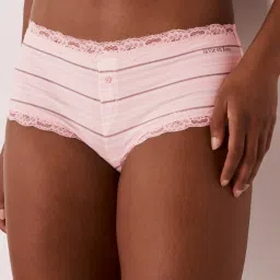 La Vie En Rose Pink Lace Work Boy Shorts Panty image 1