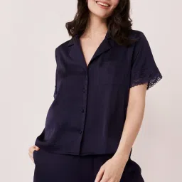 La Vie En Rose Navy Lace Work Shirt image 1