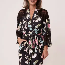 La Vie En Rose Black Printed Robe image 1