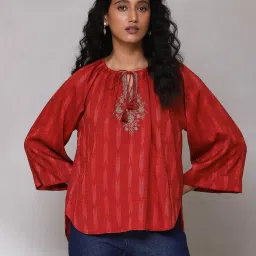aarke Ritu Kumar Red Embroidered Top image 1