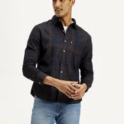Levi's Navy Cotton Slim Fit Checks Shirt-picture-31