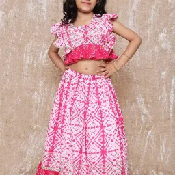 AJ Dezines Kids Pink & White Printed Lehenga with Choli image 1