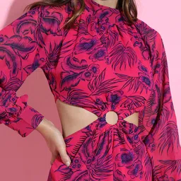 Tokyo Talkies Pretty Pink Floral Cut-out Dress image 4