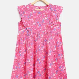 Campana Kids Pink & Blue Floral Print Dress-image-54