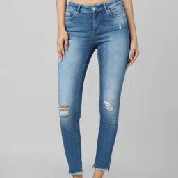 Only Blue Cotton Distressed Jeans-image-69