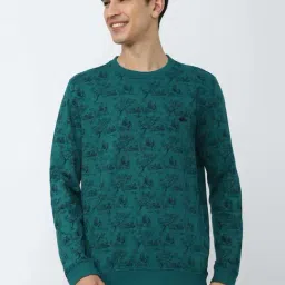 Peter England Jeans Green Cotton Slim Fit Floral Print Sweatshirts-image-99