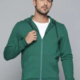 ALCIS Green Regular Fit Printed Sports Hoodies-picture-14