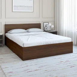 Nilkamal Arthur Walnut Brown Engineered Wood Queen Bed with Storage image 1