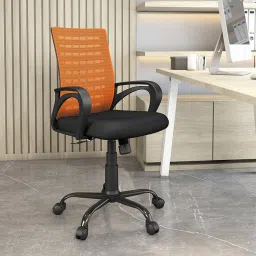 Nilkamal Giza Orange & Black Fabric Ergonomic Mid Back Office Chair with Height Adjustable image 1
