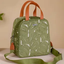 Nestasia High-Quality Insulated Velvet Green Lunch Bag With Adjustable Shoulder Strap & Handles image 1