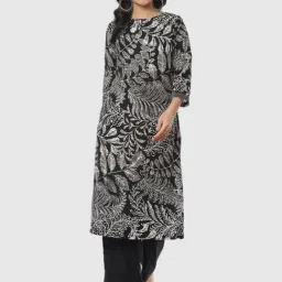 Biba Black Printed Kurta Palazzo Set-image-0