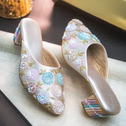 NR by Nidhi Rathi Women's Golden Mule Shoes image 1