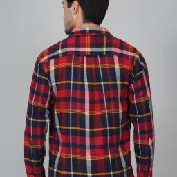 Cantabil Red Cotton Regular Fit Checks Shirt image 2