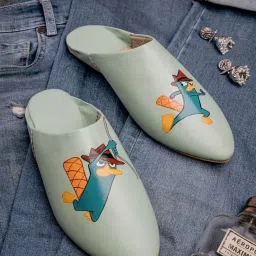 NR by Nidhi Rathi Women's Green Mule Shoes image 1