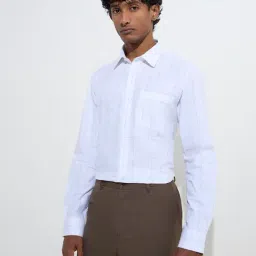 WES Formals by Westside White Checks Design Slim-Fit Cotton Shirt-picture-21