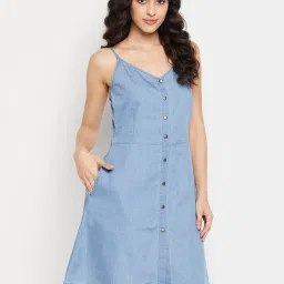Clovia Blue Cotton Night Dress image 1