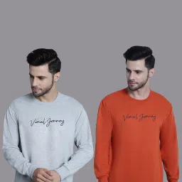 Vimal Jonney Grey & Orange Regular Fit Printed Sweatshirt - Pack of 2 image 1