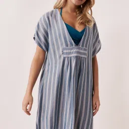 La Vie En Rose Powder Blue Striped Beachwear Dress image 1